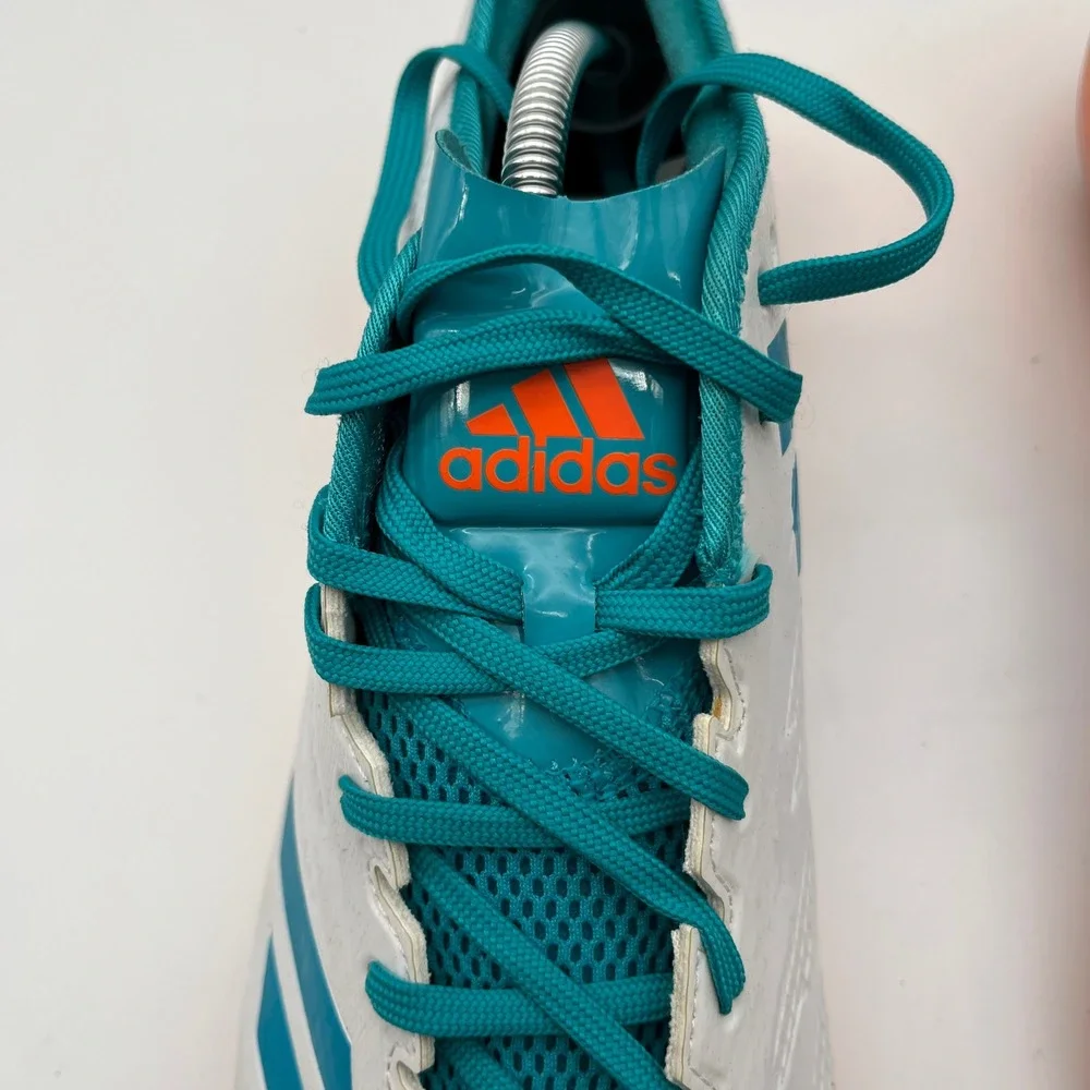 Adidas Adizero Football Cleats Mens White Teal Orange Metallic Chrome Low Top 14